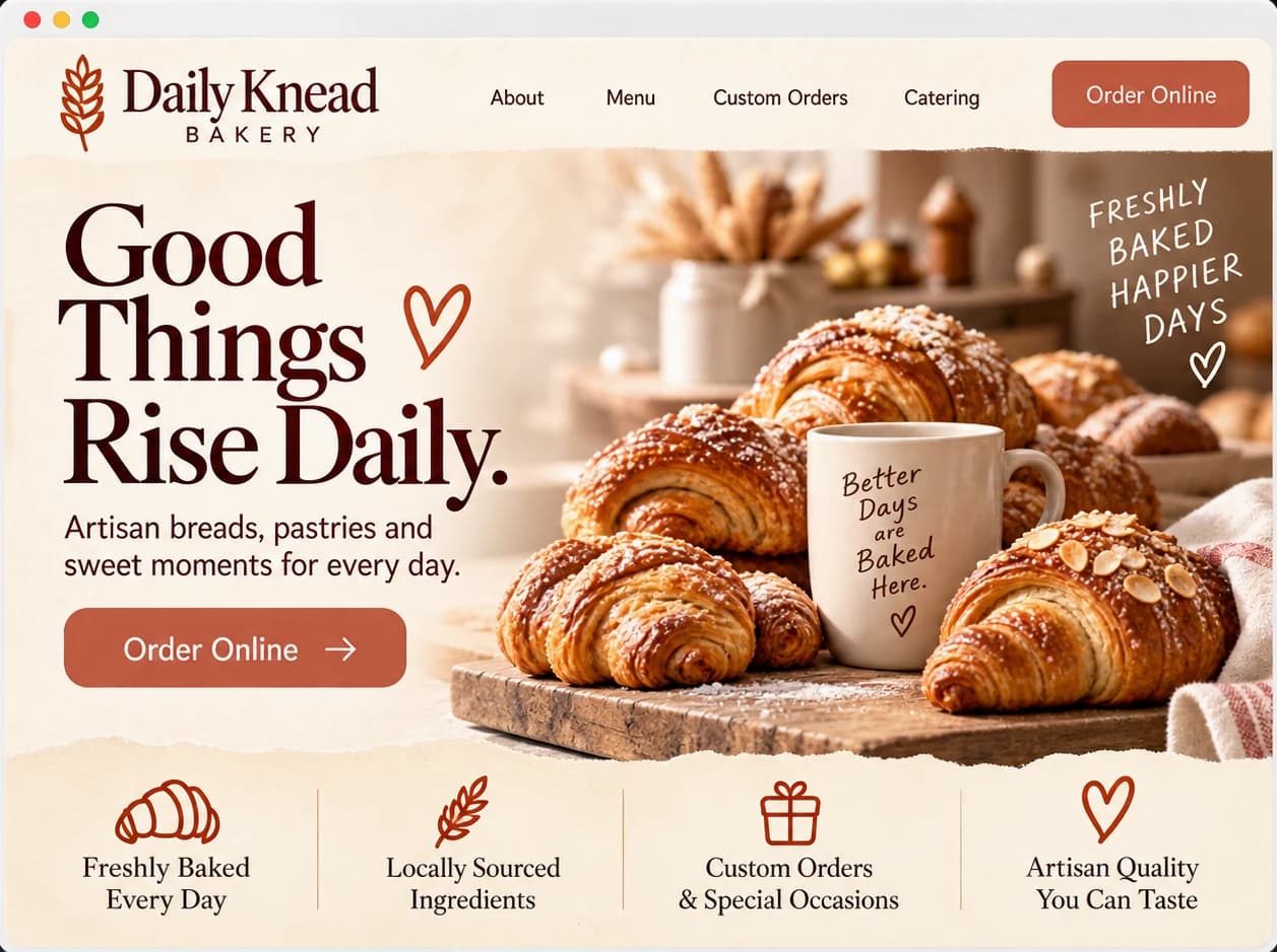 Daily Knead Bakery desktop website